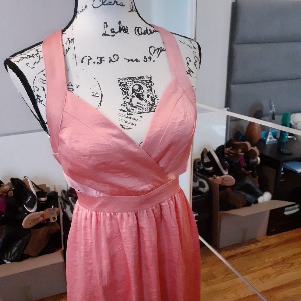 BCBGeneration Peach Satin cut out dress - Picture 3 of 7